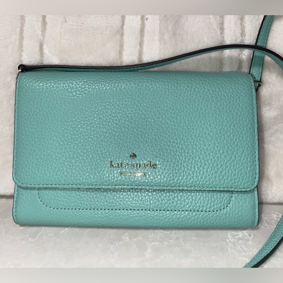 EUC Kate Spade Harlow Wallet on a String Aqua Bloom - Picture 2 of 8